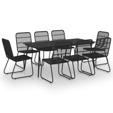 vidaXL 9 részes polyrattan és üveg kültéri étkezőgarnitúra kerti bútor