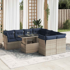 vidaXL 9 részes szürke polyrattan akácfa kerti ülőgarnitúra párnákkal kerti bútor