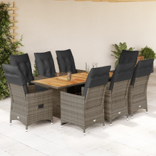 vidaXL 9 részes szürke polyrattan kerti bisztrógarnitúra párnákkal kerti bútor