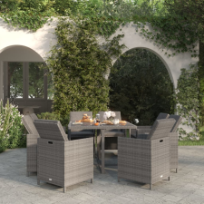 vidaXL 9 részes szürke polyrattan kerti étkezőgarnitúra párnákkal kerti bútor