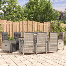 vidaXL 9 részes szürke polyrattan kerti étkezőgarnitúra párnával kerti bútor