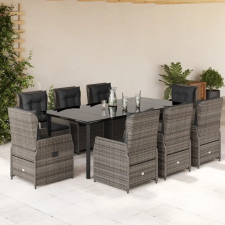 vidaXL 9 részes szürke polyrattan kerti étkezőgarnitúra párnával kerti bútor