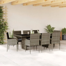vidaXL 9 részes szürke polyrattan kerti étkezőgarnitúra párnával kerti bútor