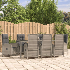 vidaXL 9 részes szürke polyrattan kerti étkezőgarnitúra párnával kerti bútor