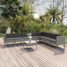 vidaXL 9 részes szürke polyrattan kerti ülőgarnitúra párnákkal kerti bútor