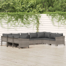 vidaXL 9 részes szürke polyrattan kerti ülőgarnitúra párnákkal kerti bútor