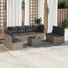 vidaXL 9-részes szürke polyrattan kerti ülőgarnitúra párnákkal kerti bútor