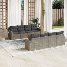 vidaXL 9-részes szürke polyrattan kerti ülőgarnitúra párnákkal kerti bútor