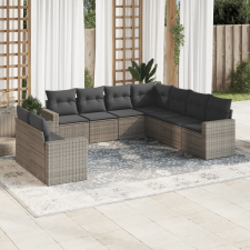 vidaXL 9-részes szürke polyrattan kerti ülőgarnitúra párnákkal kerti bútor