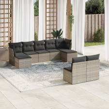 vidaXL 9-részes szürke polyrattan kerti ülőgarnitúra párnákkal kerti bútor