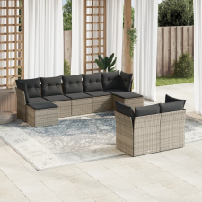 vidaXL 9-részes szürke polyrattan kerti ülőgarnitúra párnákkal kerti bútor
