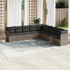 vidaXL 9-részes szürke polyrattan kerti ülőgarnitúra párnákkal kerti bútor