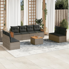 vidaXL 9-részes szürke polyrattan kerti ülőgarnitúra párnákkal kerti bútor