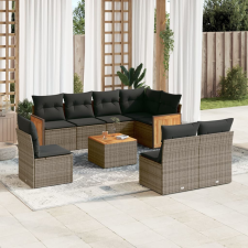 vidaXL 9-részes szürke polyrattan kerti ülőgarnitúra párnákkal kerti bútor