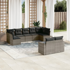 vidaXL 9-részes szürke polyrattan kerti ülőgarnitúra párnákkal kerti bútor