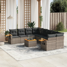 vidaXL 9-részes szürke polyrattan kerti ülőgarnitúra párnákkal kerti bútor
