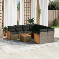 vidaXL 9-részes szürke polyrattan kerti ülőgarnitúra párnákkal kerti bútor