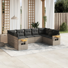 vidaXL 9-részes szürke polyrattan kerti ülőgarnitúra párnákkal kerti bútor