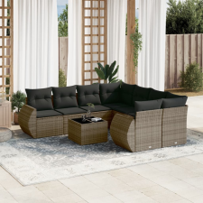 vidaXL 9-részes szürke polyrattan kerti ülőgarnitúra párnákkal kerti bútor