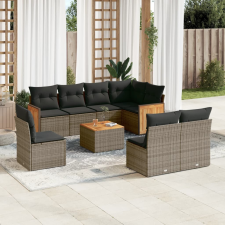 vidaXL 9-részes szürke polyrattan kerti ülőgarnitúra párnákkal kerti bútor