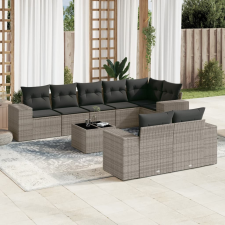 vidaXL 9-részes szürke polyrattan kerti ülőgarnitúra párnákkal kerti bútor