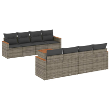 vidaXL 9-részes szürke polyrattan kerti ülőgarnitúra párnákkal kerti bútor