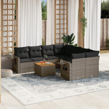 vidaXL 9-részes szürke polyrattan kerti ülőgarnitúra párnákkal kerti bútor