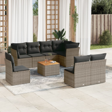vidaXL 9-részes szürke polyrattan kerti ülőgarnitúra párnákkal kerti bútor