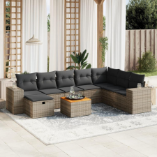 vidaXL 9-részes szürke polyrattan kerti ülőgarnitúra párnákkal kerti bútor