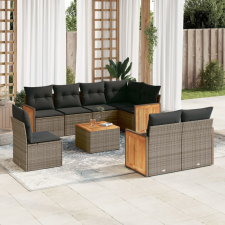 vidaXL 9-részes szürke polyrattan kerti ülőgarnitúra párnákkal kerti bútor