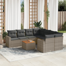vidaXL 9-részes szürke polyrattan kerti ülőgarnitúra párnákkal kerti bútor