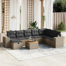 vidaXL 9-részes szürke polyrattan kerti ülőgarnitúra párnákkal kerti bútor