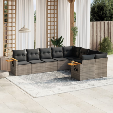 vidaXL 9-részes szürke polyrattan kerti ülőgarnitúra párnákkal kerti bútor