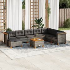 vidaXL 9 részes szürke polyrattan kerti ülőgarnitúra párnákkal kerti bútor