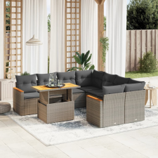 vidaXL 9 részes szürke polyrattan kerti ülőgarnitúra párnákkal kerti bútor