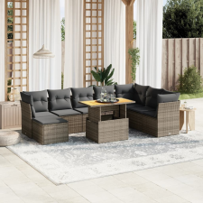vidaXL 9 részes szürke polyrattan kerti ülőgarnitúra párnákkal kerti bútor