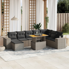vidaXL 9 részes szürke polyrattan kerti ülőgarnitúra párnákkal kerti bútor