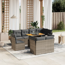 vidaXL 9 részes szürke polyrattan kerti ülőgarnitúra párnákkal kerti bútor