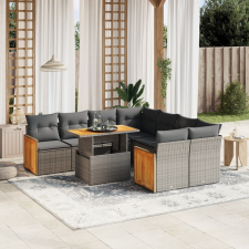 vidaXL 9 részes szürke polyrattan kerti ülőgarnitúra párnákkal kerti bútor