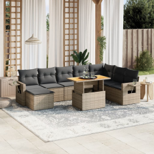 vidaXL 9 részes szürke polyrattan kerti ülőgarnitúra párnákkal kerti bútor