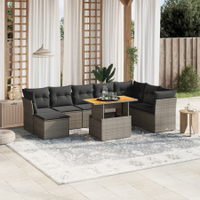 vidaXL 9 részes szürke polyrattan kerti ülőgarnitúra párnákkal kerti bútor