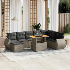vidaXL 9 részes szürke polyrattan kerti ülőgarnitúra párnákkal kerti bútor