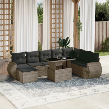 vidaXL 9 részes szürke polyrattan kerti ülőgarnitúra párnákkal kerti bútor