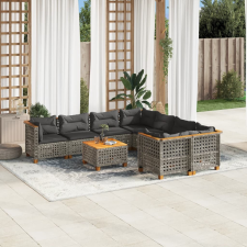 vidaXL 9 részes szürke polyrattan kerti ülőgarnitúra párnákkal kerti bútor