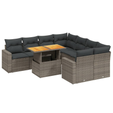vidaXL 9 részes szürke polyrattan kerti ülőgarnitúra párnákkal kerti bútor