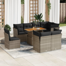 vidaXL 9 részes szürke polyrattan kerti ülőgarnitúra párnákkal kerti bútor