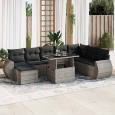 vidaXL 9 részes szürke polyrattan kerti ülőgarnitúra párnákkal kerti bútor