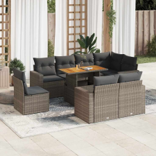 vidaXL 9 részes szürke polyrattan kerti ülőgarnitúra párnákkal kerti bútor