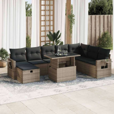 vidaXL 9 részes szürke polyrattan kerti ülőgarnitúra párnákkal kerti bútor