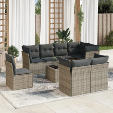 vidaXL 9-részes szürke polyrattan kerti ülőgarnitúra párnákkal kerti bútor